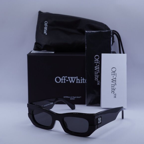 Off-White OERI147 BELLEVILLE 1007 Cat Eye Sunglasses – Black/Dark Grey - Picture 1 of 10